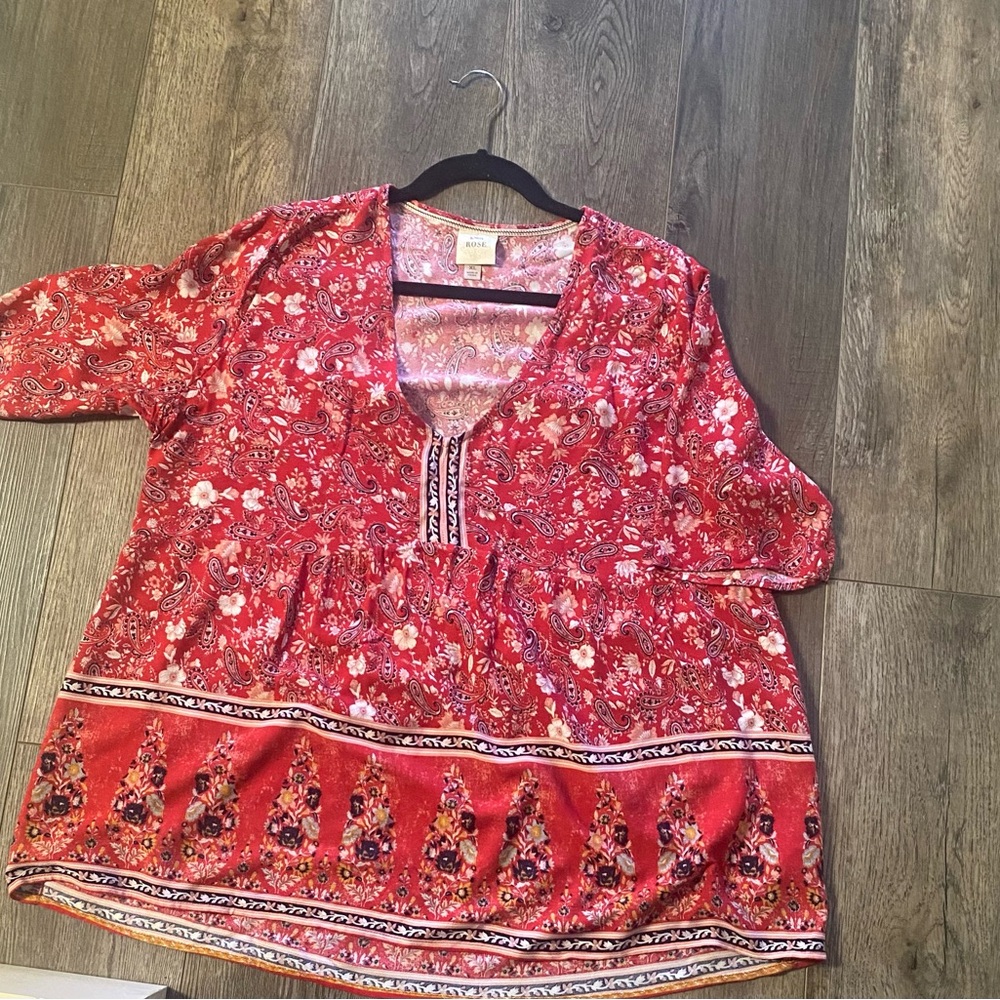 Floral Red Women's Top